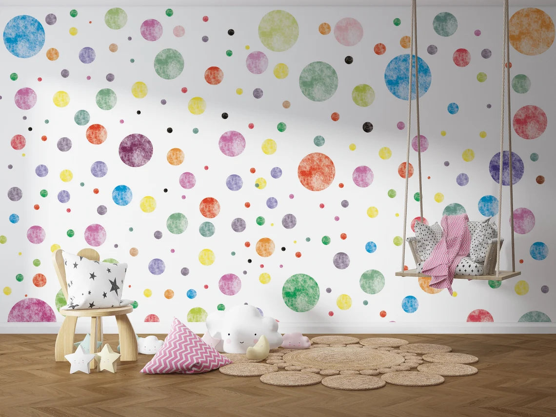 Colorful Circle Kids Room Wallpaper