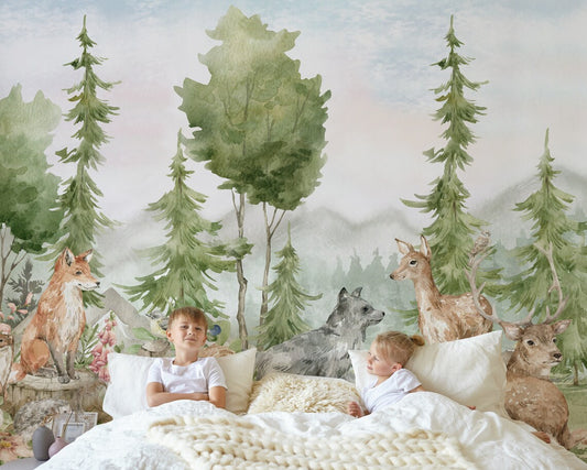 Kids Woodland Animals Wallpaper