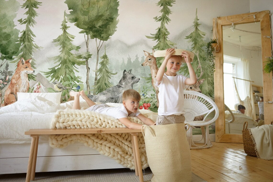 Kids Woodland Animals Wallpaper