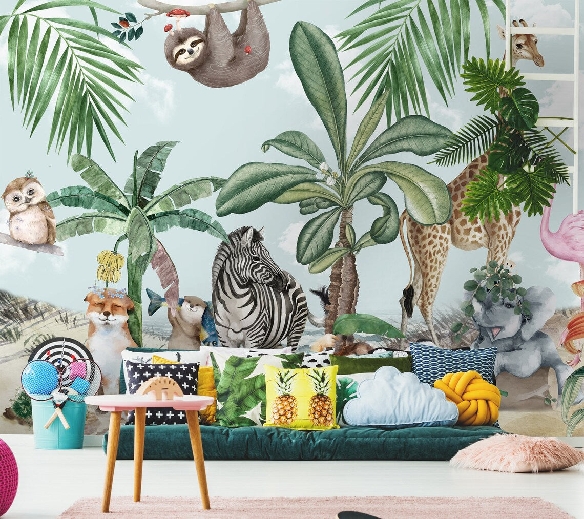 Kids Tropical Forest and Jungle Safari Wallpaper