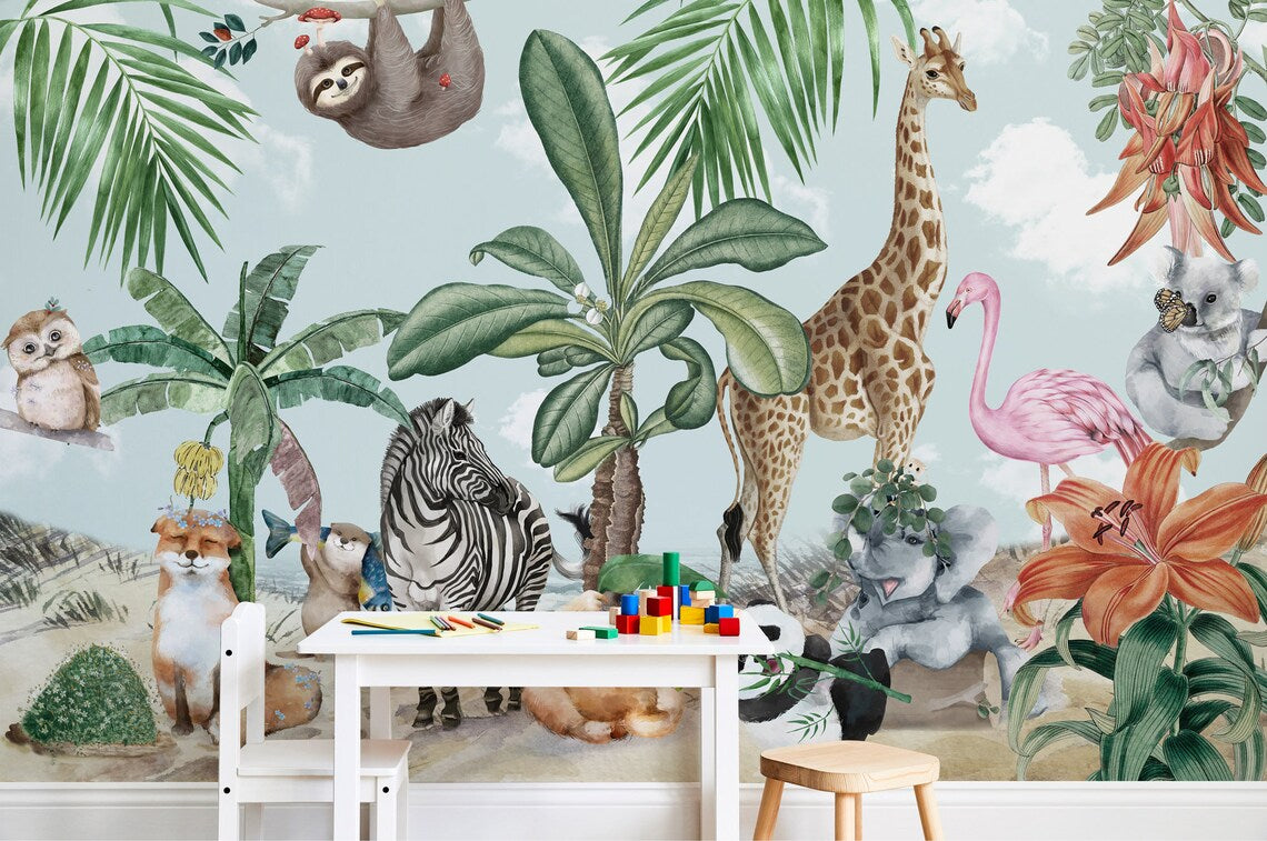 Kids Tropical Forest and Jungle Safari Wallpaper