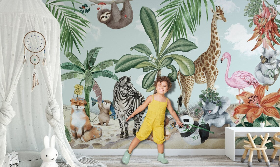 Kids Tropical Forest and Jungle Safari Wallpaper