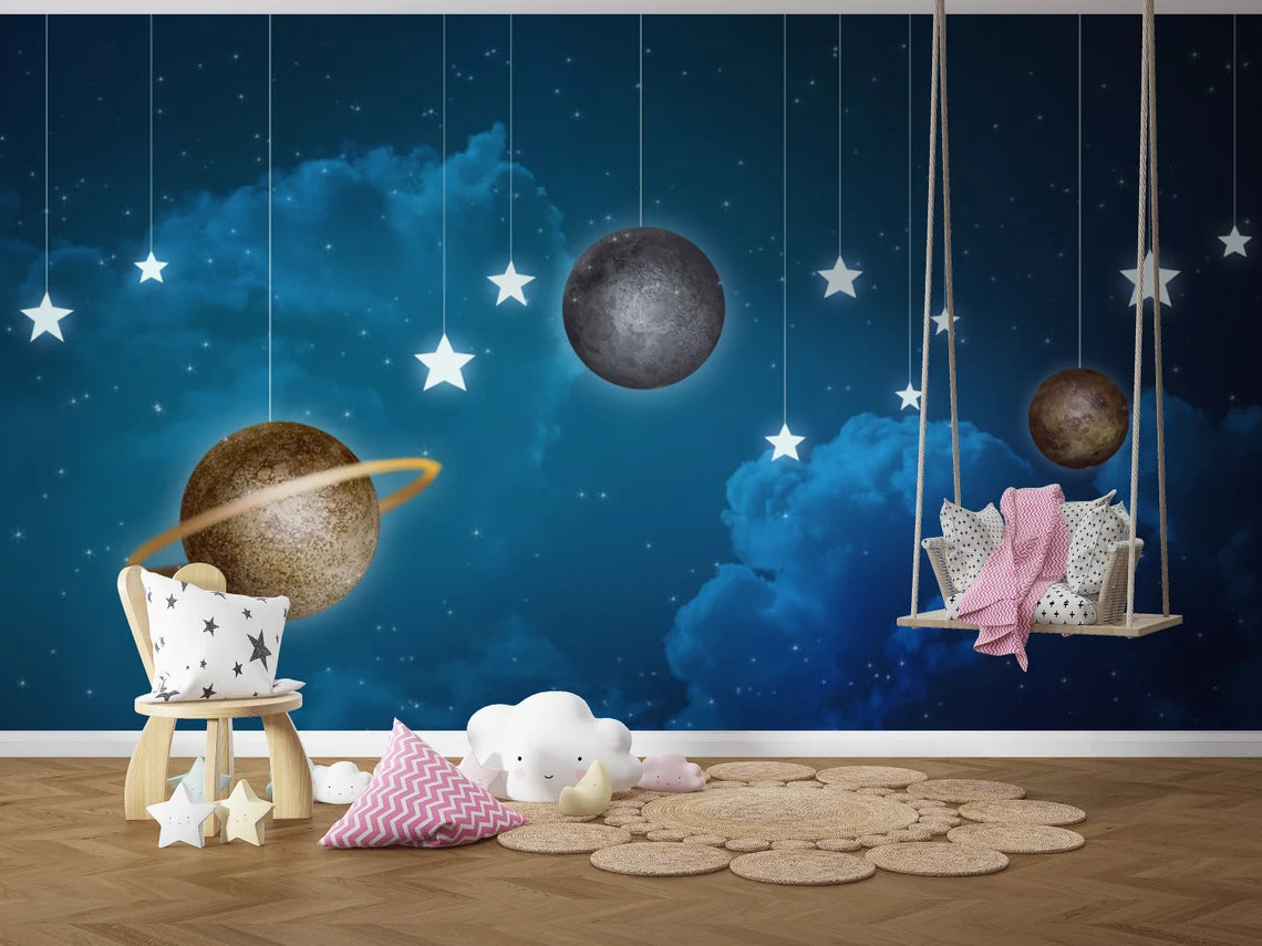 Planet Boys Room Wallpaper