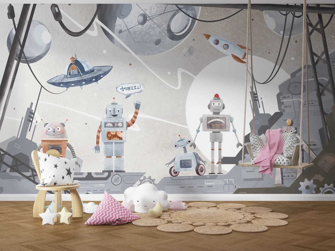 Robot Boy Room Wallpaper