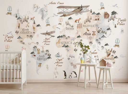 Child Watercolor Map Wallpaper