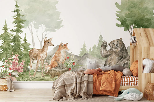 Watercolor Woodland Animals Wallpaper