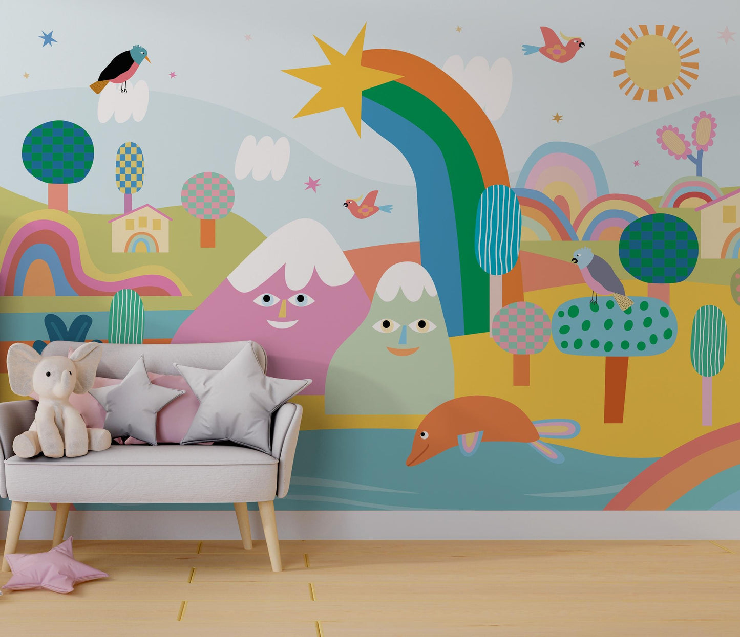 Colorful Playground Dream World Wallpaper For Kidsroom, Wallpaper Nursery, Childrens Wallpaper , Peel and Stick Wallpaper, Baby Wallpaper
