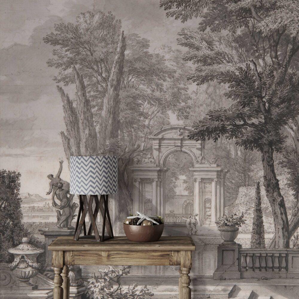 Water Party in Ancient Garden Wallpaper, Bohemian Wallpaper, Trees Mural, Peel and Stick Wallpaper, Antique Wallpaper, Nostalgic Wallpaper