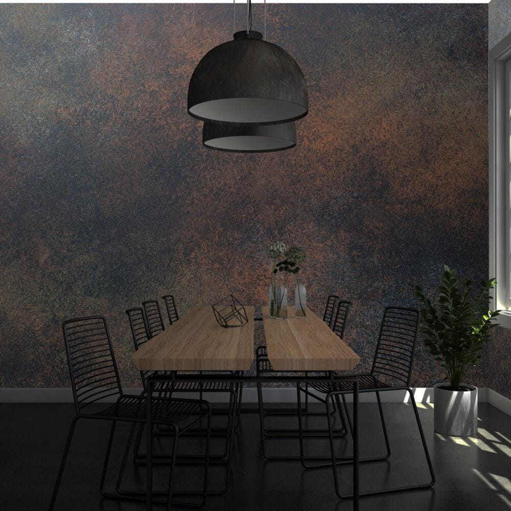 Exposed Concrete Wallpaper in Black Copper Tones, Drawwing Wallpaper, Dark Wallpaper, Modern Mural, Peel and Stick Wallpaper, Wall Design