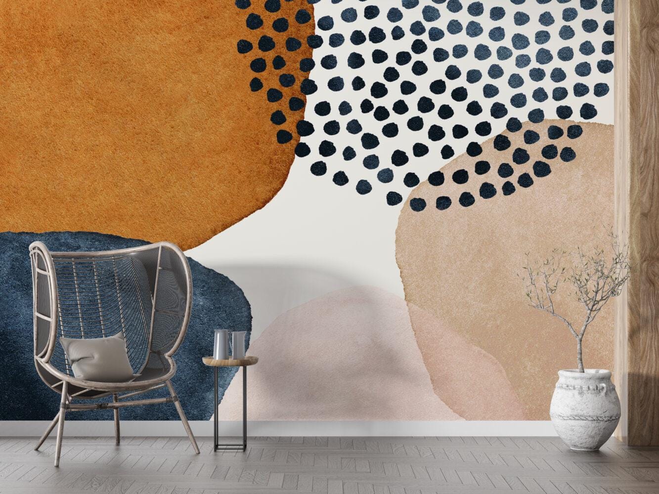 Boho Style Pattern Wallpaper, Peel and Stick Wallpaper, Stylish Room Design, Watercolor Colorful Wallpaper, Abstract Pattern Wallpaper