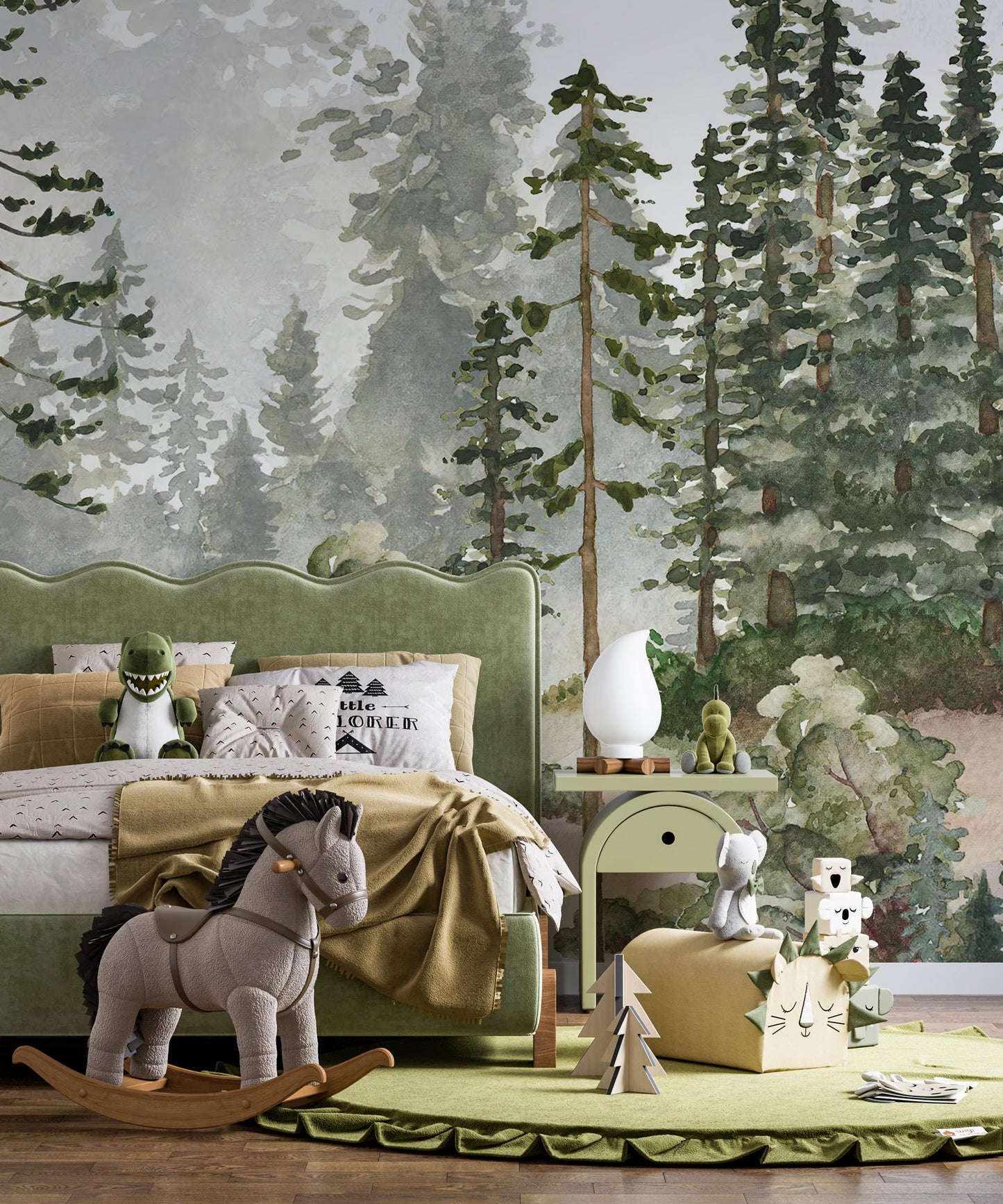 AMONG THE TREES Wallpaper For Kidsroom, Trees Wallpaper Nursery , Nature Kids Wall Mural, Kids Room Wall Peel and Stick Childrens Wallpaper