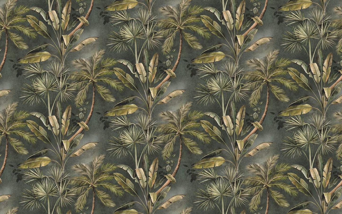 Dark Green Palm Trees And Banana Leaves Wallpaper, Bohemian Wallpaper, Leaf Mural, Peel and Stick Wallpaper, Stylish Room Design