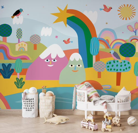 Colorful Playground Dream World Wallpaper For Kidsroom, Wallpaper Nursery, Childrens Wallpaper , Peel and Stick Wallpaper, Baby Wallpaper
