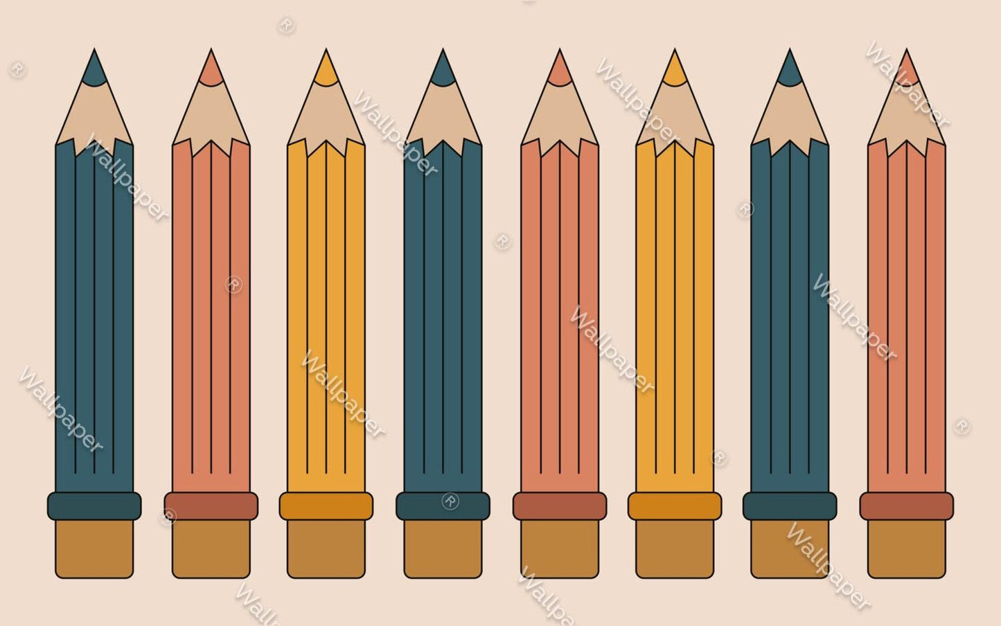 Colored Pencils Wallpaper for Nursery, Child Wallpaper, Pleasant School Wallpaper, Baby Room Wallpaper, Funy Wallpaper for Playgrounds