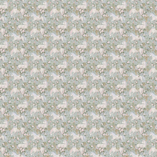 White Horse Floral Pattern Kids Room Wallpaper, Cute Wallpaper Nursery, Childrens Wallpaper, Peel and Stick Baby Wallpaper, Girl Wallpaper