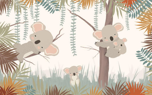 3D Wallpaper with Koala Hugging Tree Pattern, Cute Animal Wallpaper Nursery , Nature Childrens Wallpaper , Peel and Stick Baby Wallpaper