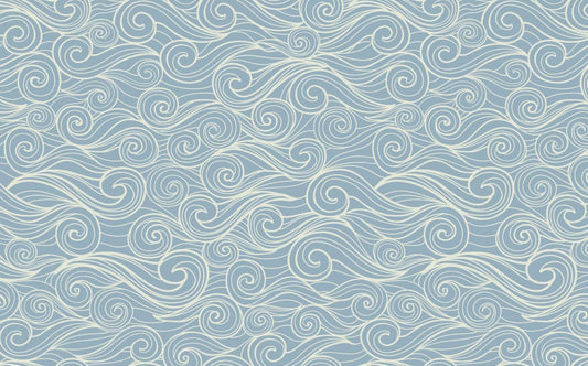 Linear Wave Pattern Wallpaper, Illustration Wallpaper Nursery, Art Child Wallpaper, Peel and Stick Baby Boy Wallpaper, Blue Kids Wallpaper