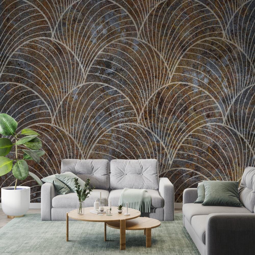 Oyster-Look Patterned Wallpaper, Boho Style Pattern Wallpaper, Cool Wallpaper, Stylish Room Design, Modern Abstract Pattern Wallpaper