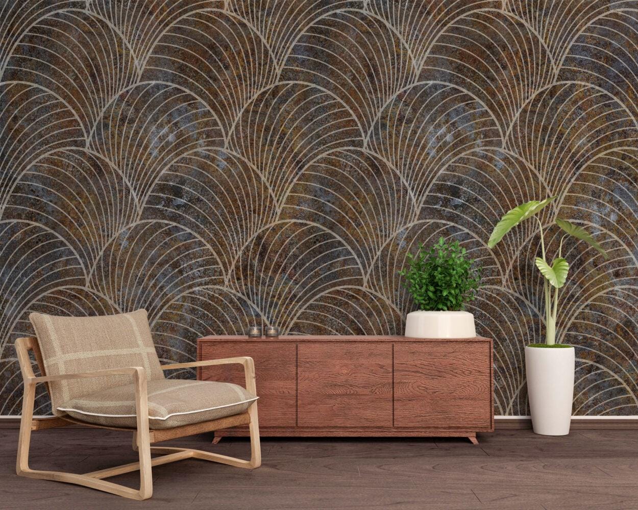 Oyster-Look Patterned Wallpaper, Boho Style Pattern Wallpaper, Cool Wallpaper, Stylish Room Design, Modern Abstract Pattern Wallpaper
