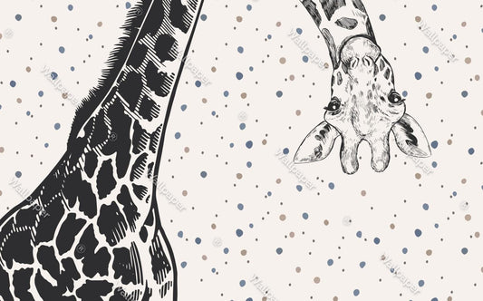 Giraffe Wallpaper in Black Color with Beige Background, Animals Wallpaper Nursery, Childrens Peel and Stick Wallpaper, Baby Wallpaper
