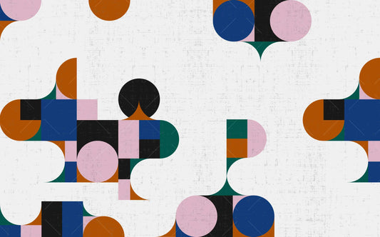 Abstract Colorful Geometric Patterns Wallpaper , Dynamic Shaped Wallpaper, Special Design Asymmetrical Patterned Bathroom Bedroom Wallpaper