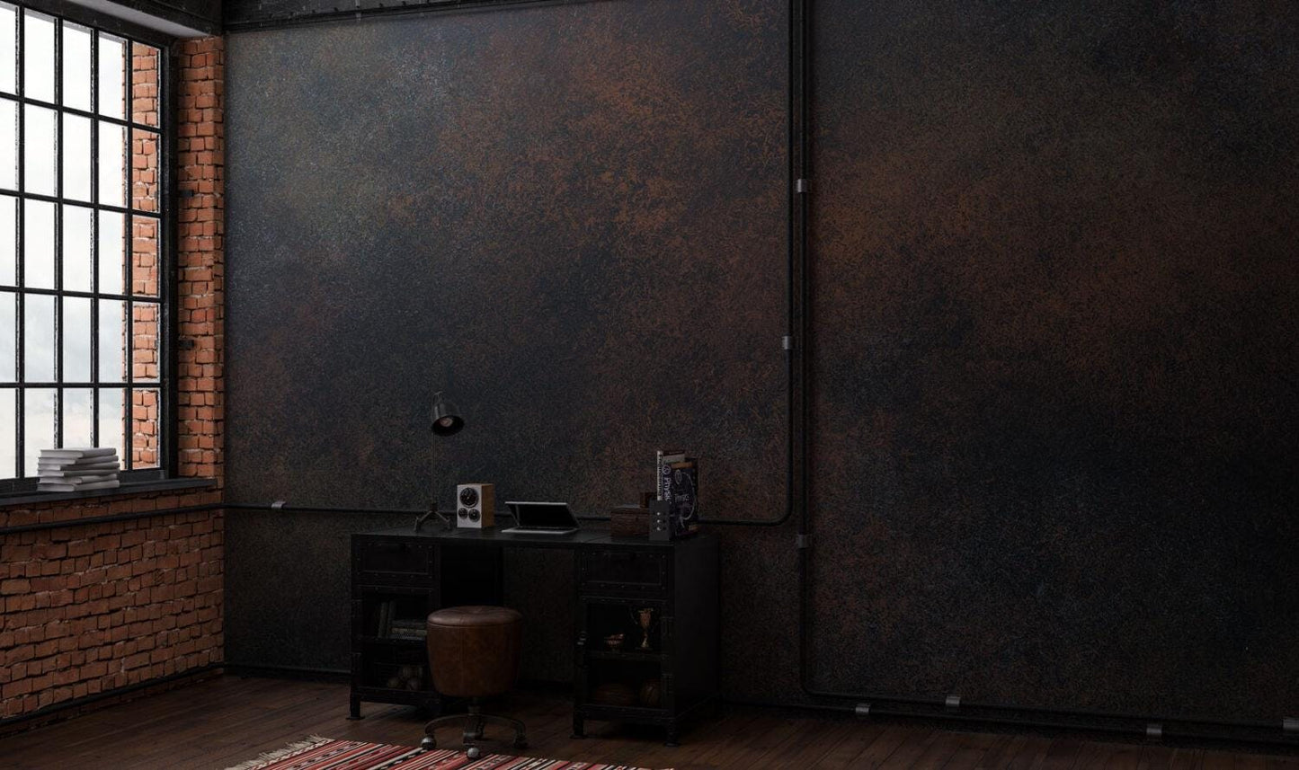 Exposed Concrete Wallpaper in Black Copper Tones, Drawwing Wallpaper, Dark Wallpaper, Modern Mural, Peel and Stick Wallpaper, Wall Design