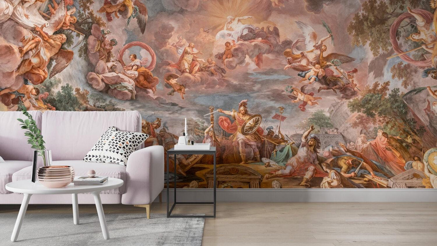 Rome Camillus Triumph Wallpaper, Historical Mural, Art Wallpaper, Antique Wallpaper, Bohemian Wallpaper, Historical Themed Wallpaper