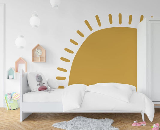 Soft Tone Sun Kids Wallpaper, Illustration Wallpaper Nursery, Art Child Wallpaper, Colorful Peel and Stick Baby Wallpaper, Yellow Wallpaper