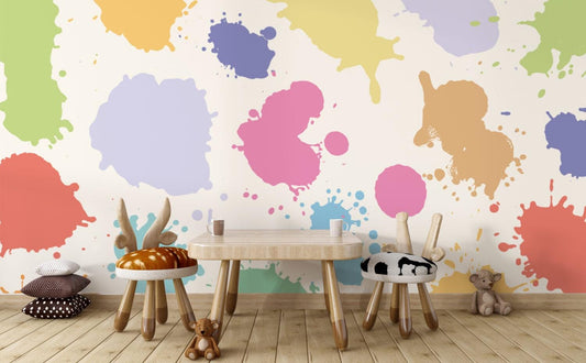 Colorful Brush Stroke Wallpaper, Fun Kids Mural, Illustration Wallpaper Nursery, Painting Art Child Wallpaper, Peel and Stick Baby Wallpaper