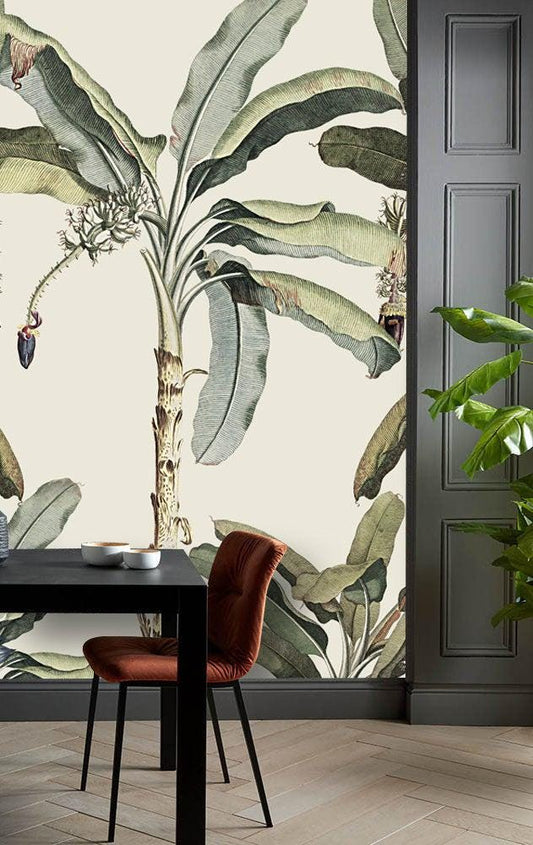 Tropical Palm Trees Exotic Plant Floral Wallpaper, Leaves Wallpaper, Bohemian Wallpaper, Botany Peel and Stick Mural, Stylish Wall Design
