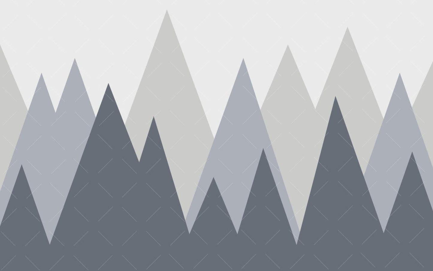 Mountain Figures in Blue Gray Tones Children's Wallpaper, Illustration Mountain Wallpaper, Fun Child Wallpaper, Watercolor Wallpaper Nursery