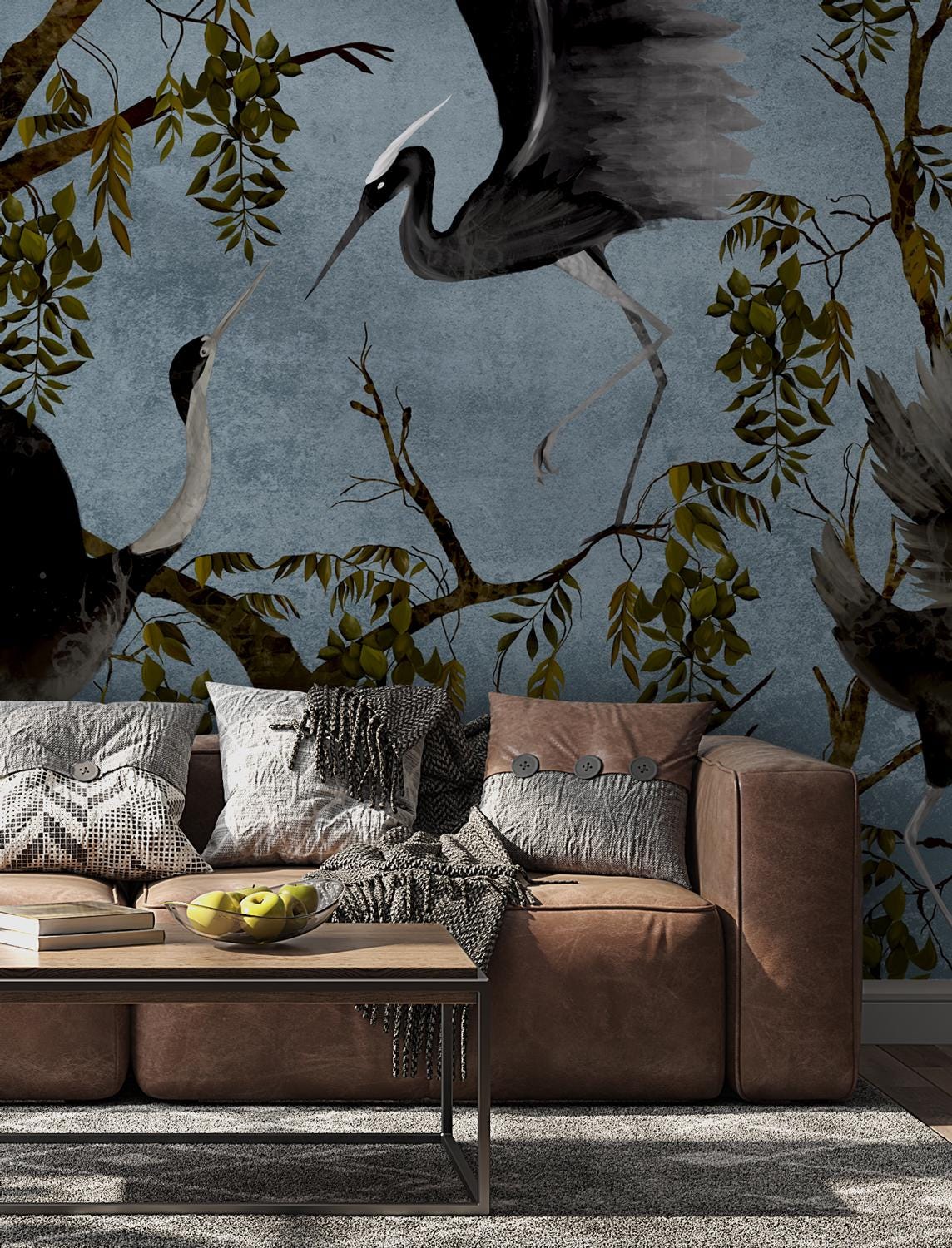 Tree and Bird Special Design Wallpaper, Bird Wallpaper, Romantic Wall Mural, Peel and Stick Wallpaper, Drawing Wallpaper, Bohemian Wallpaper