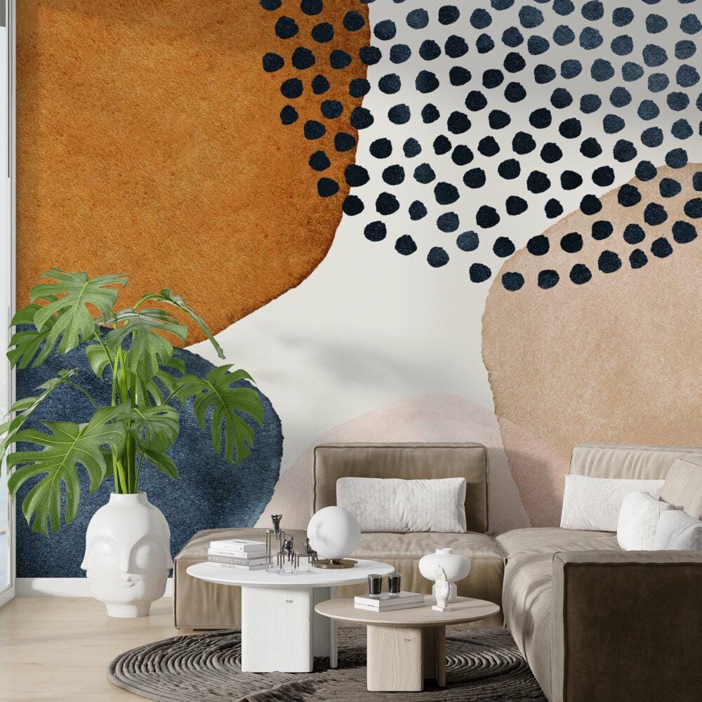 Boho Style Pattern Wallpaper, Peel and Stick Wallpaper, Stylish Room Design, Watercolor Colorful Wallpaper, Abstract Pattern Wallpaper