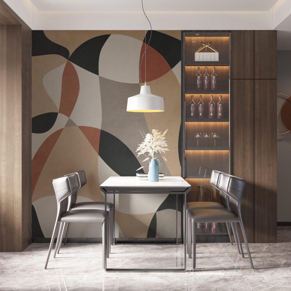 Abstract Patterned Wallpaper in Soft Colors, Boho Style Pattern Wallpaper, Peel and Stick Wallpaper, Watercolor Colorful Wallpaper
