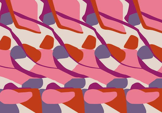 Colorful Abstrack Patterns Wallpaper , Dynamic Color's and Shaped Wallpaper, Special Design Asymmetrical patterned Bathroom Wallpaper