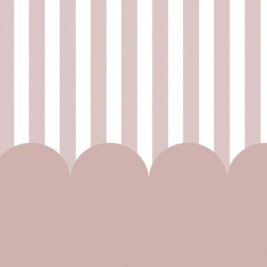 Ruffles and Stripes Wallpaper in Pink, Watercolor Kid Mural, Watercolor brush Wallpaper Nursery, School Wallpaper, Pink Baby Room Wallpaper