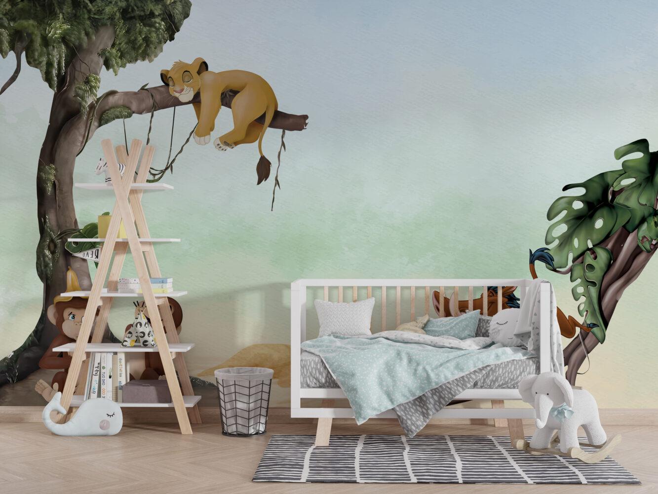 The Lion King Simba and His Happy Friends Wallpaper, Wallpaper Nursery , Nature Child Wallpaper , Animal Wallpaper, Peel and Stick Wallpaper