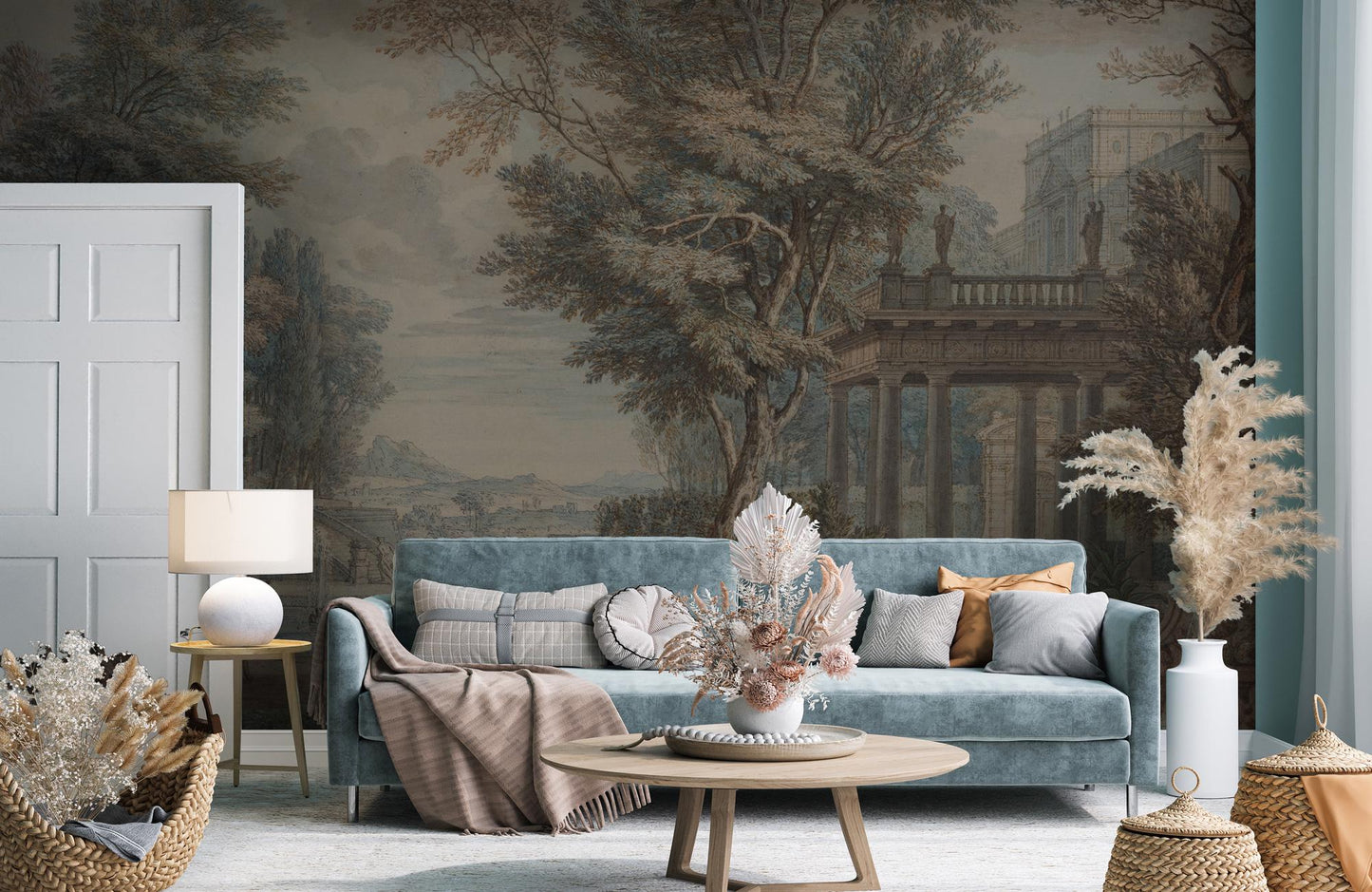 Ancient Rome Secret Garden Wallpaper, Bohemian Peel and Stick Wallpaper, Antique Wallpaper, Nostalgic Wallpaper, Drawwing Wallpaper