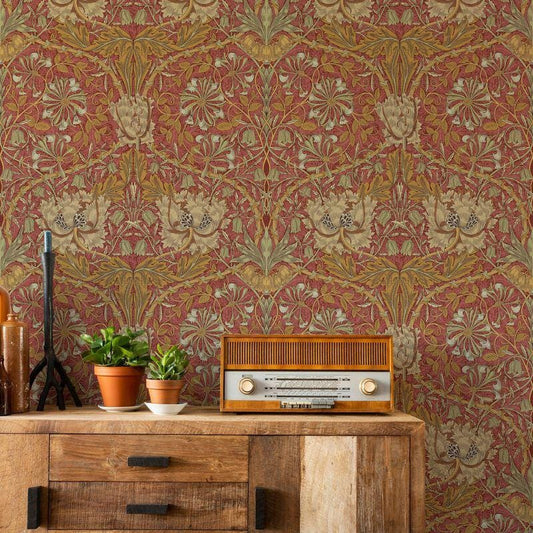 William Morris Papyrus Wallpaper, Vintage Nature Wallpaper, Romantic Wall Mural, Peel and Stick Wallpaper, Drawing Art Wallpaper