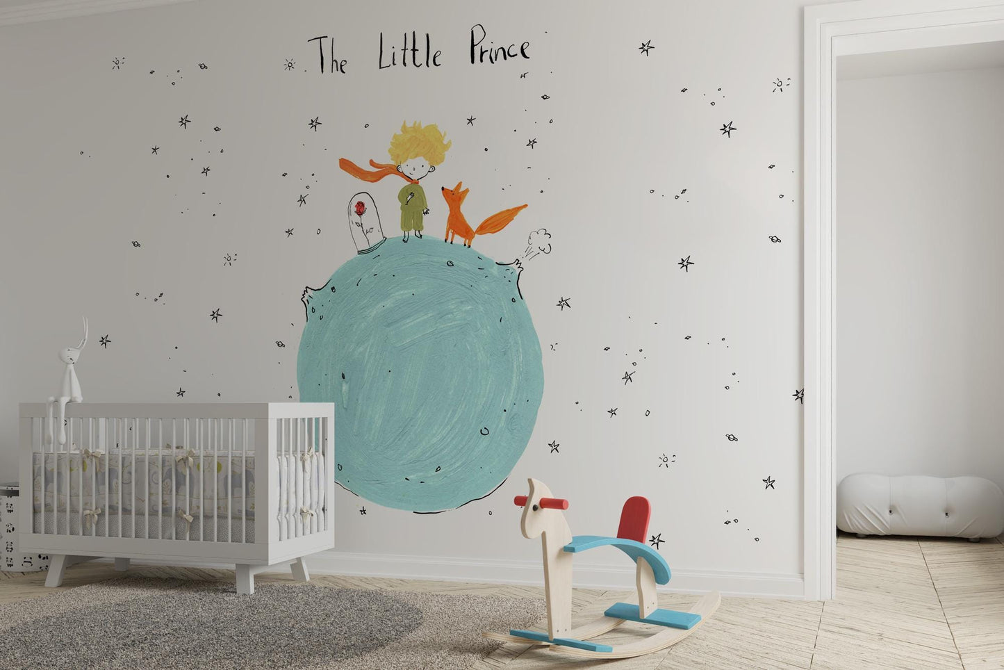 The Little Prince Wallpaper for Kidsroom, İllustration Wallpaper Nursery , Children's Tale Wallpaper , Fun Baby Wallpaper, Art Kid Wallpaper