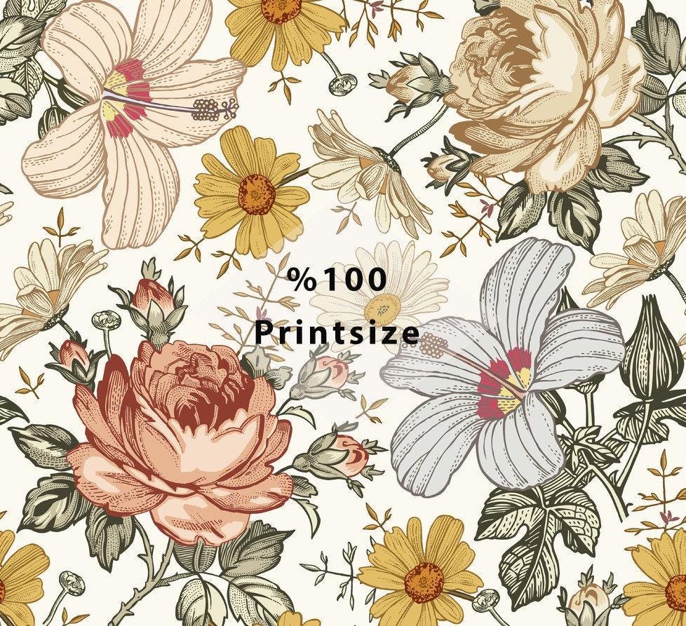 Daisy Rose Hibiscus Flowers Wallpaper, Floral Wallpaper, Colourful Romantic Wall Mural, Peel and Stick Wallpaper, Spring Themed Wallpaper