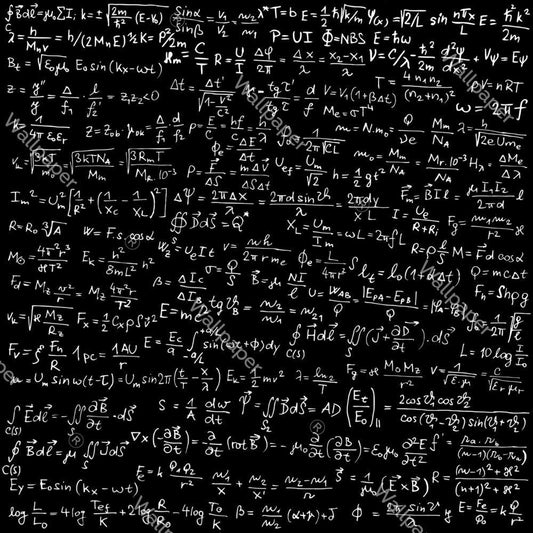 Math Formulas on Chalkboard Wallpaper, School Wallpaper, Tutorial Wallpaper, Black & White Wallpaper, Handwriting for Math Lovers Wallpaper