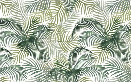 Tropical Green Palm Leaves Wallpaper, Green Plant Wallpaper, Bohemian Wallpaper, Leaf Mural, Botany Peel & Stick Wallpaper, Green Wallpaper