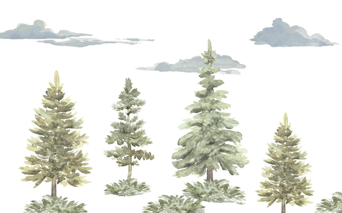 Soft Colored Tree Kids Wallpaper, Pine Trees Wallpaper Nursery , Nature Kids Wall Mural, Forest Childroom Wallpaper, Kindergarten Wallpaper