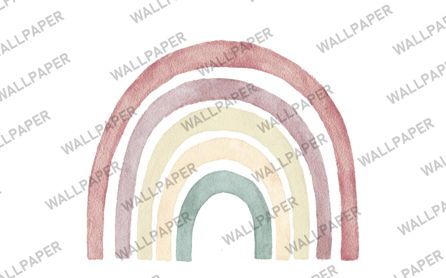 Rainbow Kids Wallpaper in Soft Colors, Watercolor Wallpaper for Kidsroom, Pink Wallpaper Nursery, Colourful Cute Baby Girl Wallpaper
