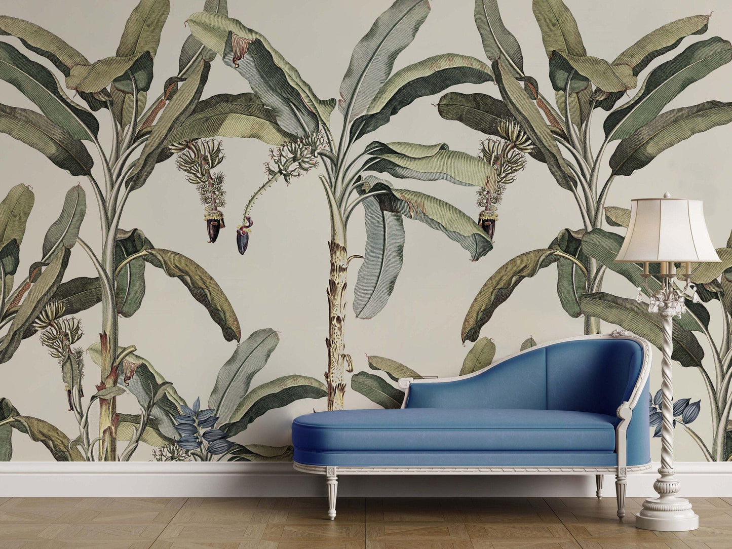 Tropical Palm Trees Exotic Plant Floral Wallpaper, Leaves Wallpaper, Bohemian Wallpaper, Botany Peel and Stick Mural, Stylish Wall Design