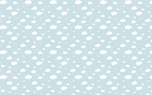 Tiny Clouds Wallpaper For Kidsroom, Watercolor Wallpaper Nursery, Blue Child Wallpaper, Illustration Sky Wallpaper, Baby Boy Wallpaper