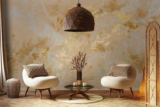 Gold Marble Wallpaper With Beige Colors, Abstract Peel and Stick Wallpaper, Stylish Room Design, Modern Pattern Wallpaper, Cool Mural