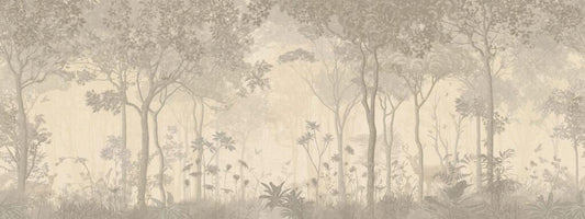 Beige Vintage Forest with Faded Effect Wallpaper, Trees Wallpaper, Bohemian Mural, Peel & Stick Mystic Wall Poster, Design Wallpaper