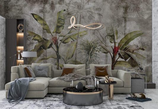 Tropical Plant Wallpaper, Rainforests and Natives Themed Wallpaper, Bird Sanctuary Wallpaper, Exotic Plant Floral Wallpaper